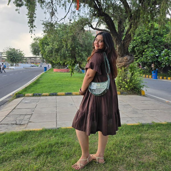 Green Paisley Baguette/Sling Bag