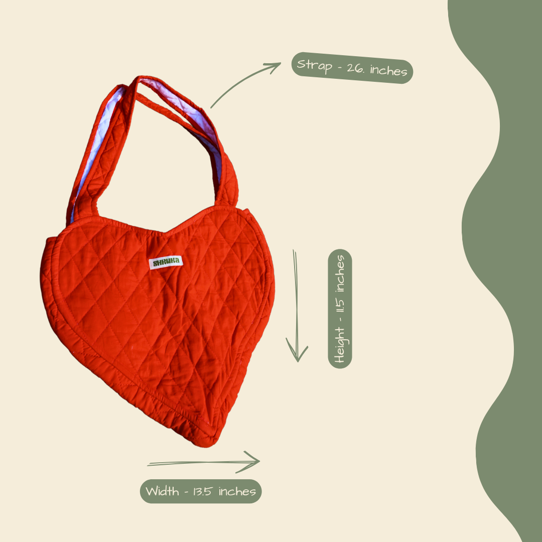Red Heart Quilted Tote Bag