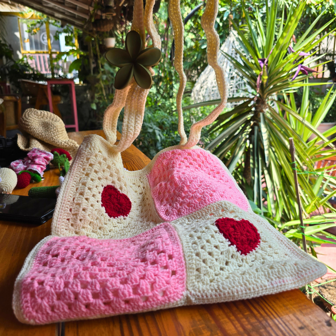 Heart Granny Crochet Tote