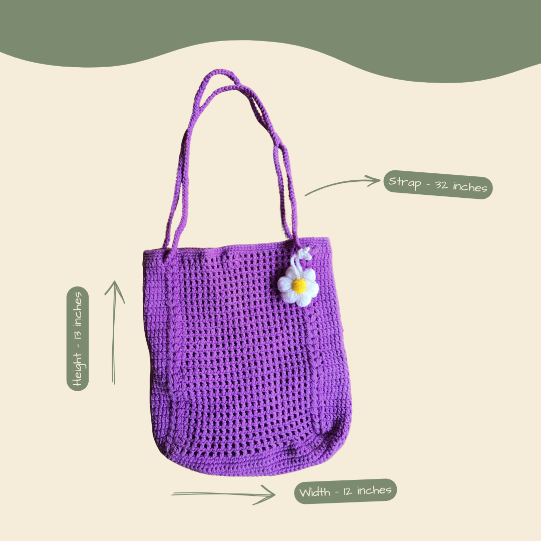 Lavender Bloom Crochet Tote