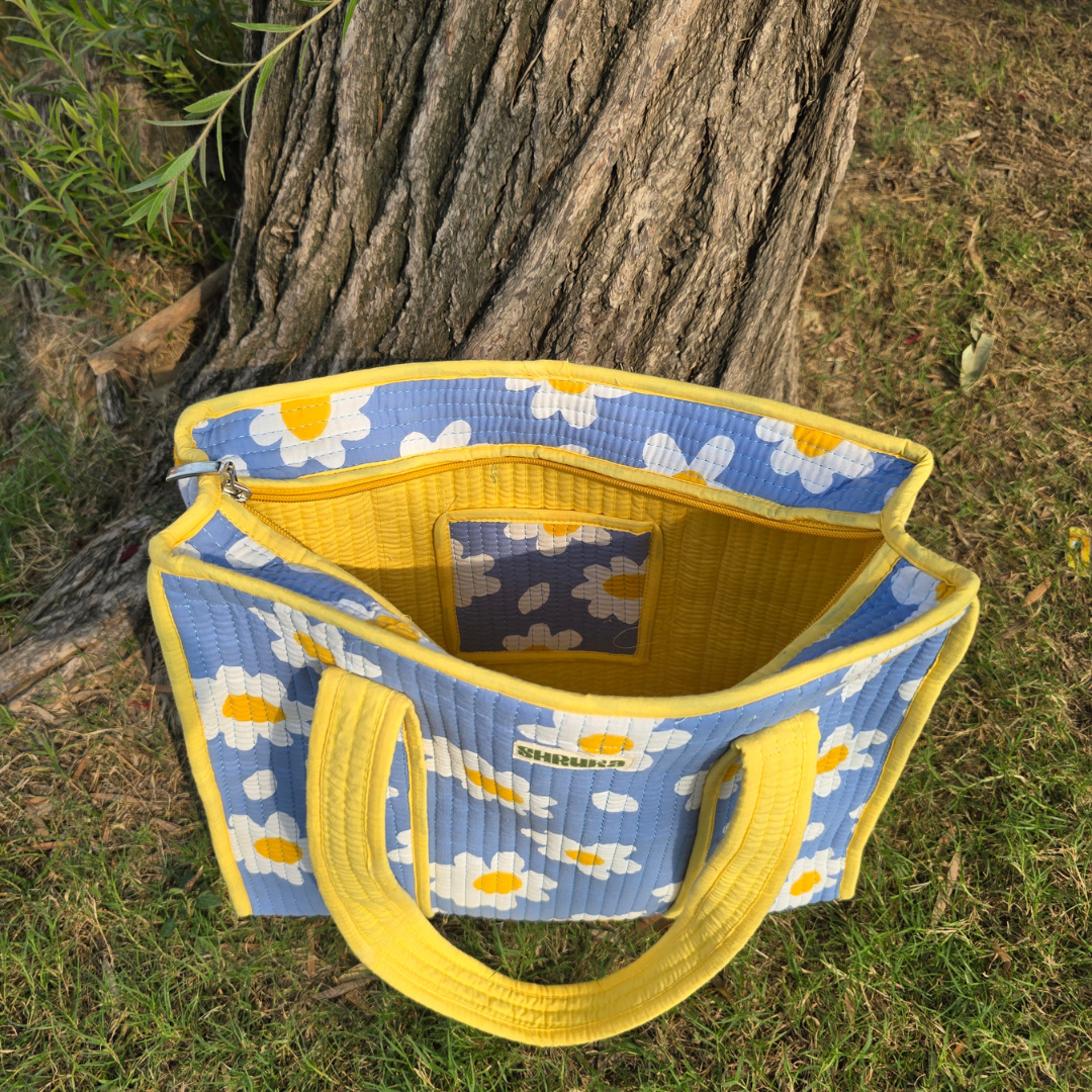Blue Daisy Midi Tote
