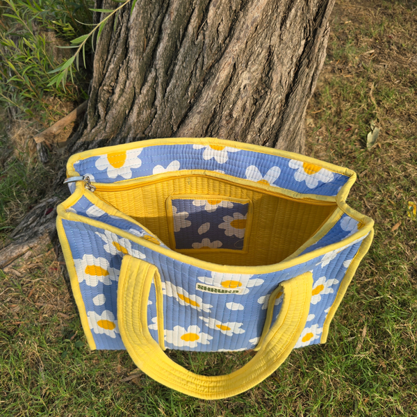 Blue Daisy Midi Tote