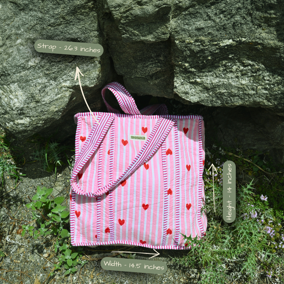 Baby Pink Hearts Quilted Tote