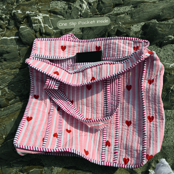 Baby Pink Hearts Quilted Tote - ShrukaBaby Pink Hearts Quilted ToteShruka