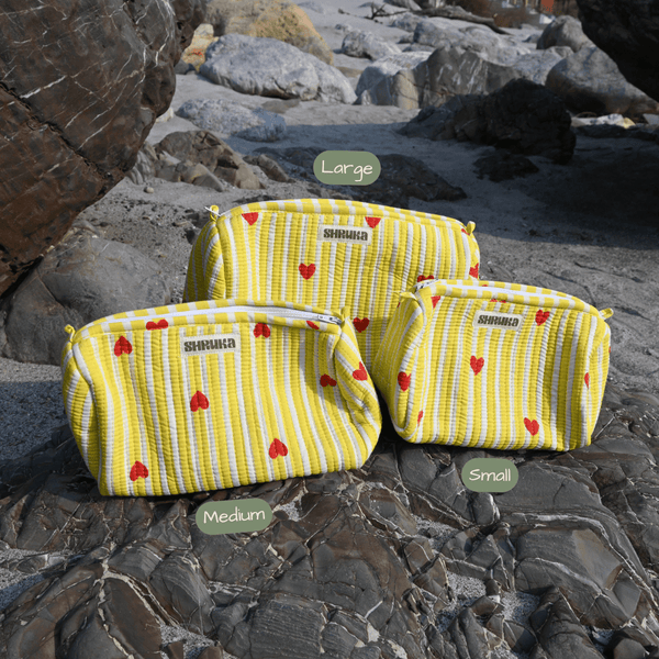 Butter Yellow Heart Pouch Set - ShrukaButter Yellow Heart Pouch SetShruka