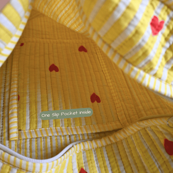 Butter Yellow Hearts Quilted Tote - ShrukaButter Yellow Hearts Quilted ToteShruka