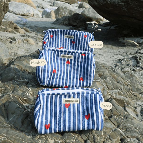Classic Blue Heart Pouch Set - ShrukaClassic Blue Heart Pouch SetShruka