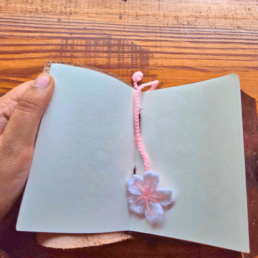 Crochet Cherry Blossom Bookmark - ShrukaCrochet Cherry Blossom BookmarkShruka