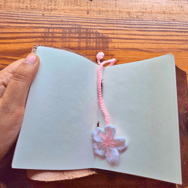 Crochet Cherry Blossom Bookmark - ShrukaCrochet Cherry Blossom BookmarkShruka