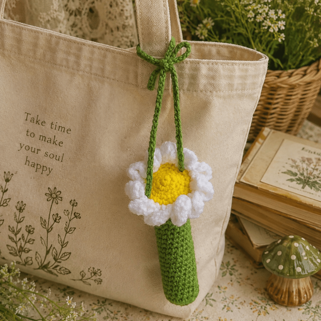 Crochet Daisy Lip Balm Holder - ShrukaCrochet Daisy Lip Balm HolderShruka