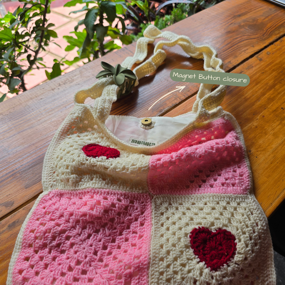 Heart Granny Crochet Tote - ShrukaHeart Granny Crochet ToteShruka
