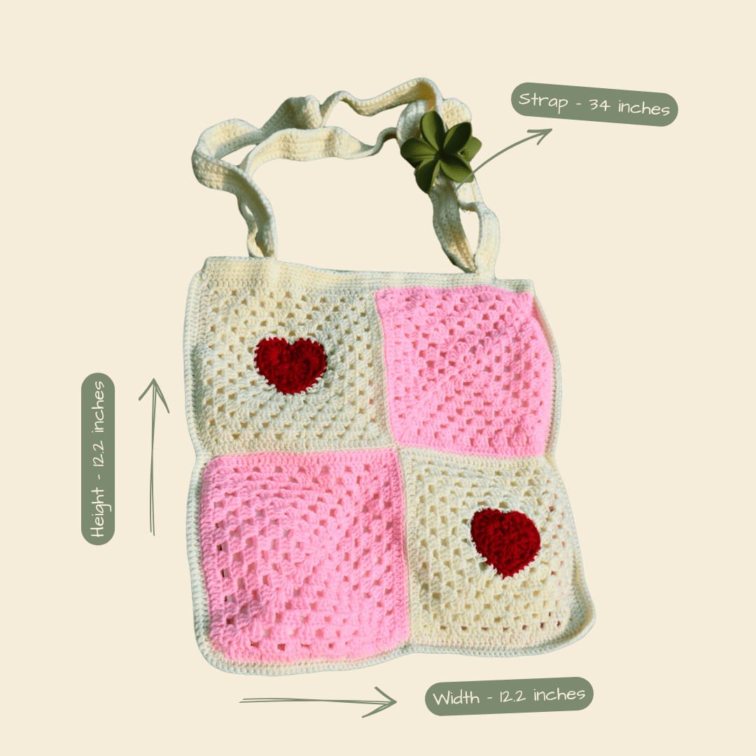 Heart Granny Crochet Tote - ShrukaHeart Granny Crochet ToteShruka