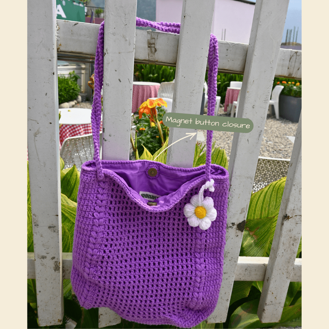 Lavender Bloom Crochet Tote - ShrukaLavender Bloom Crochet ToteShruka