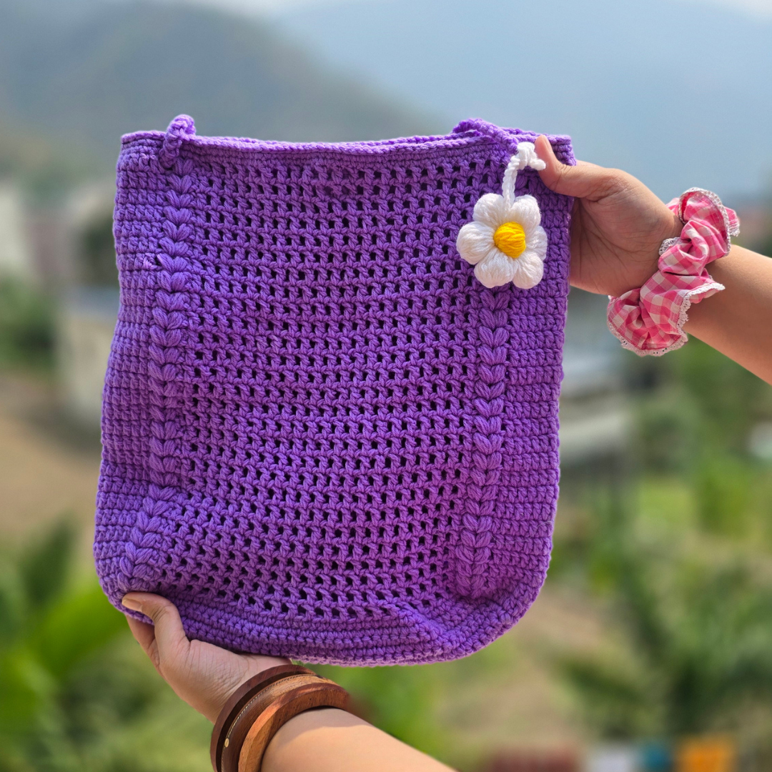 Lavender Bloom Crochet Tote - ShrukaLavender Bloom Crochet ToteShruka