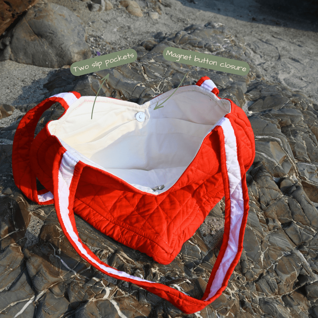 Red Heart Quilted Tote Bag - ShrukaRed Heart Quilted Tote BagShruka
